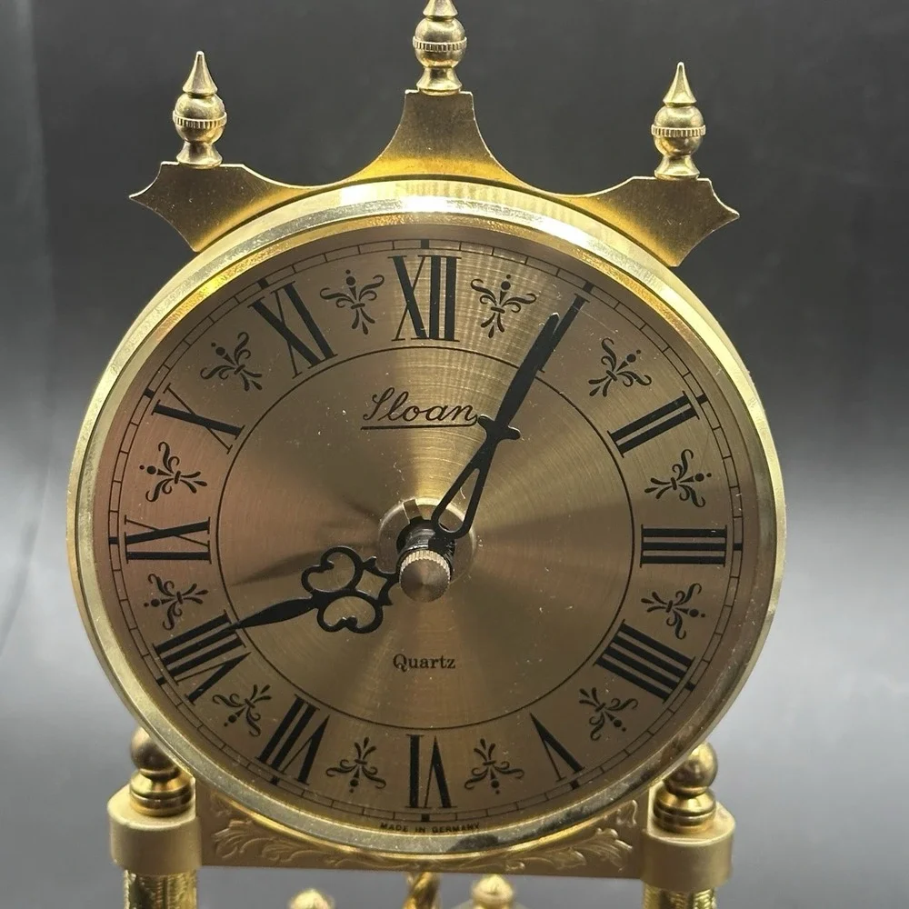 SLOAN German‎ Vintage Anniversary Clock Quartz w Glass Dome battery operated